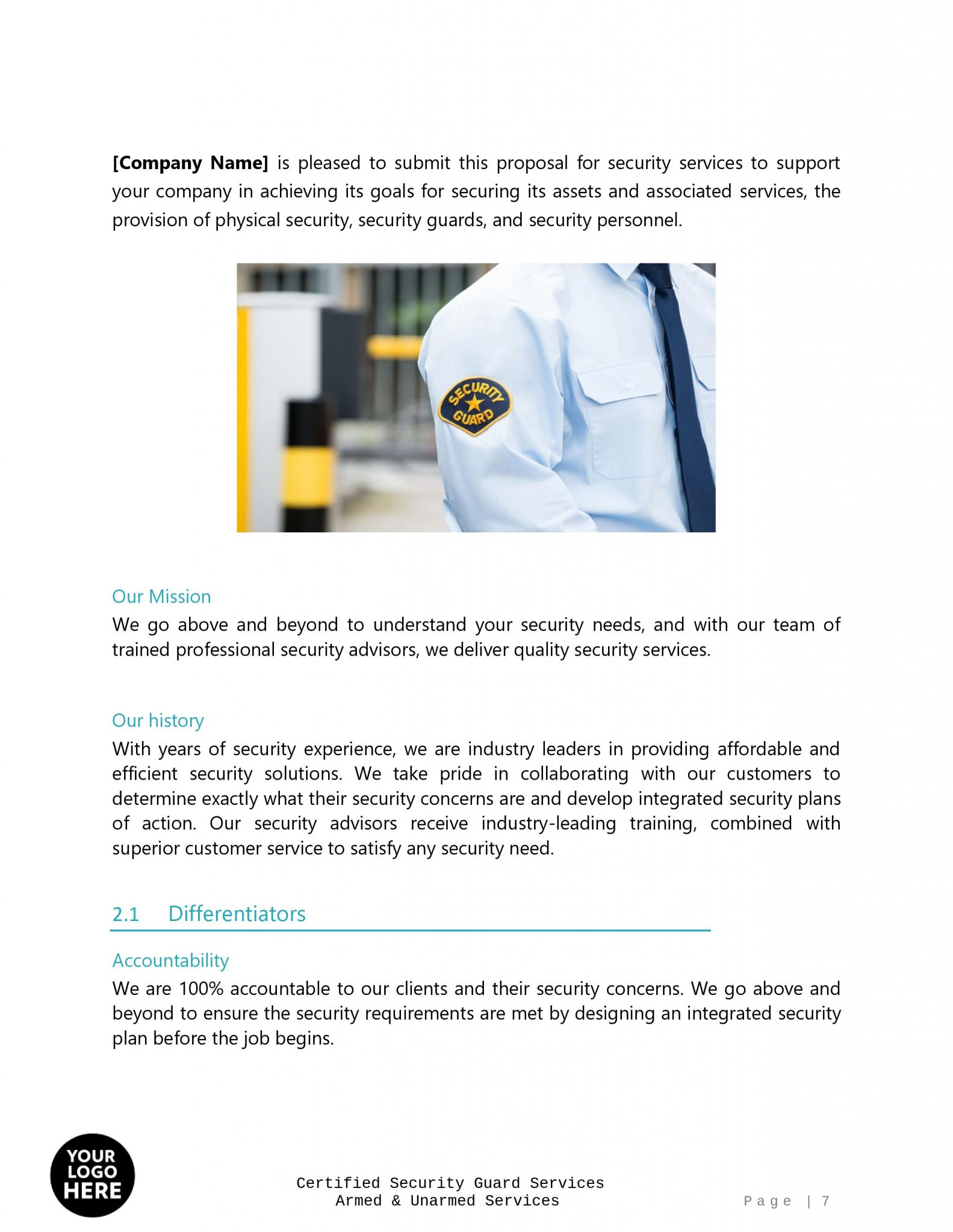 Certified Security Guard Services Proposal Template RFPLY Proposal