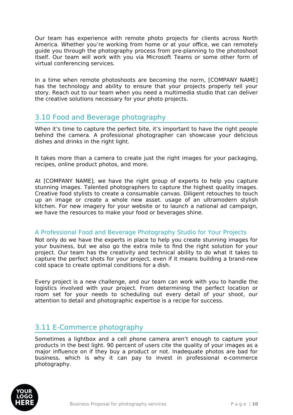 Business Proposal Photography Services Template 10