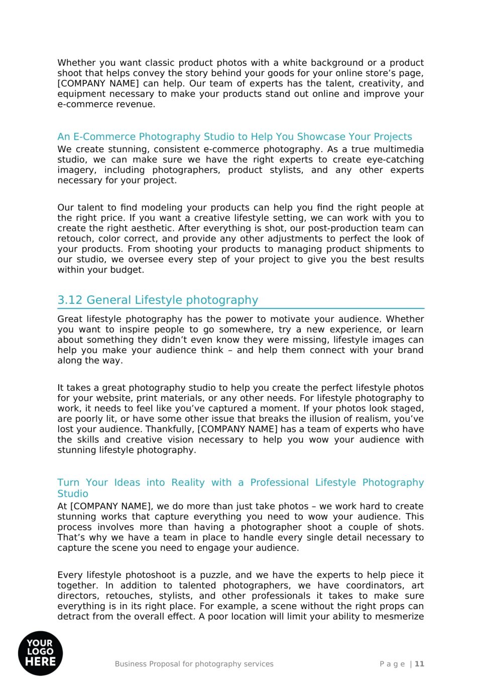 Business Proposal Photography Services Template 11