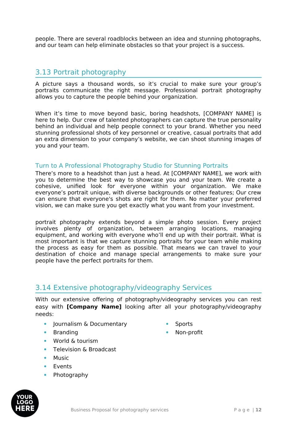 Business Proposal Photography Services Template 12