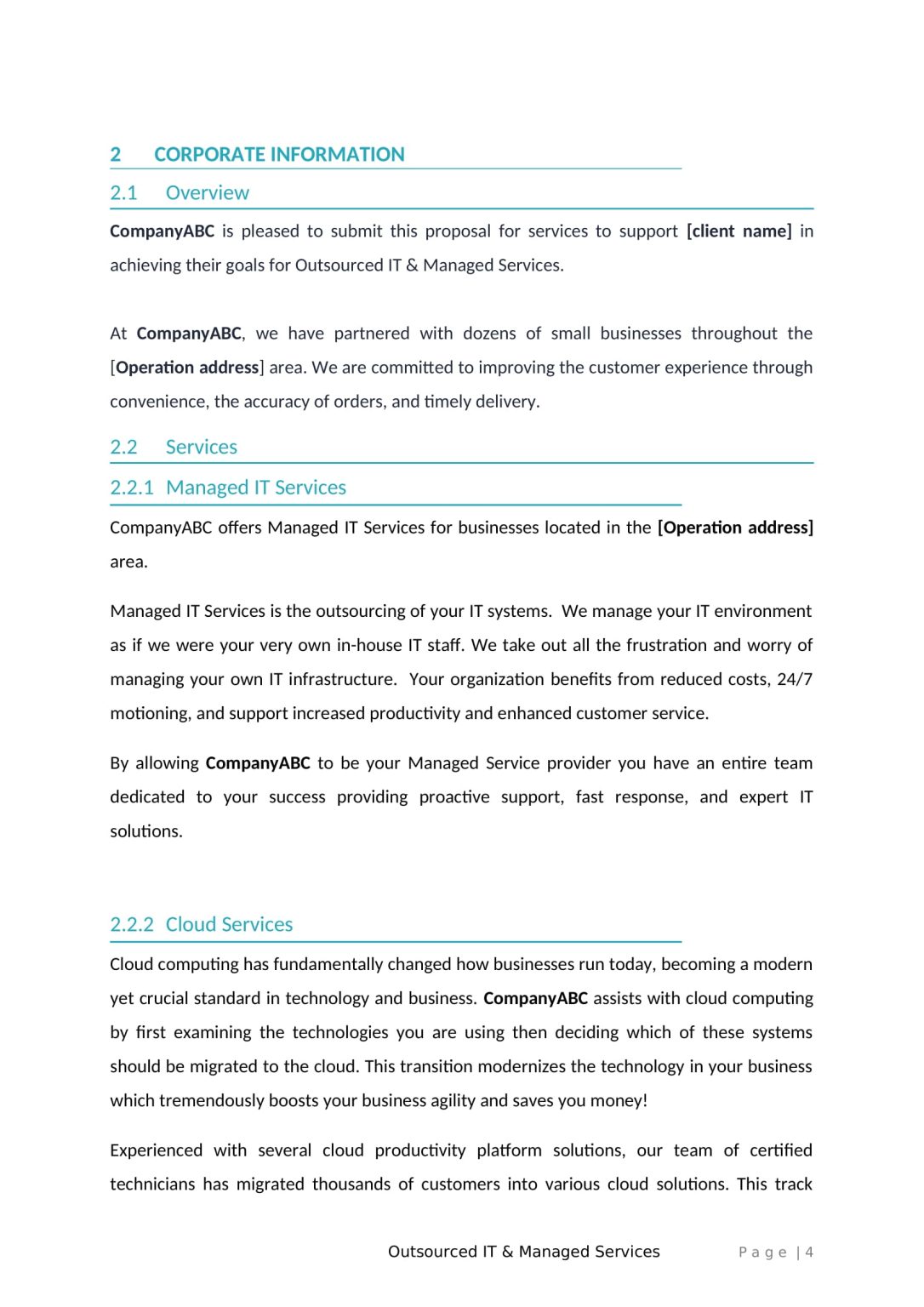 Managed Services Business Proposal Template RFPLY Proposal Templates