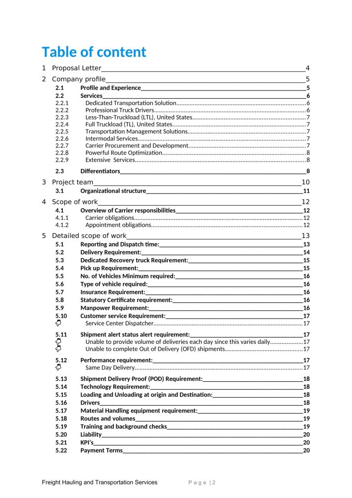 Freight Hauling and Transportation Services Proposal Template - RFPLY ...