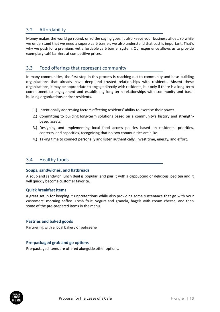 Café Lease Business Proposal Template RFPLY