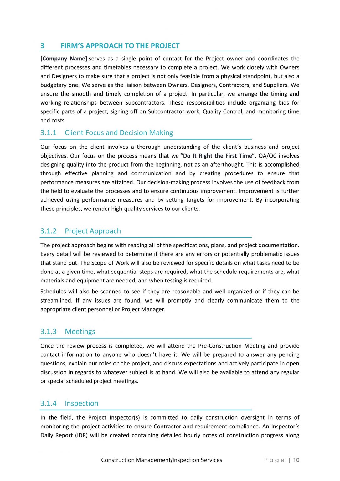 Construction Management And Inspection Services Proposal Template 