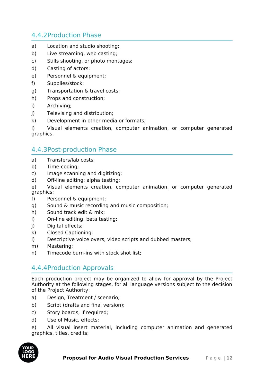Audio Visual Production Services Proposal Template RFPLY