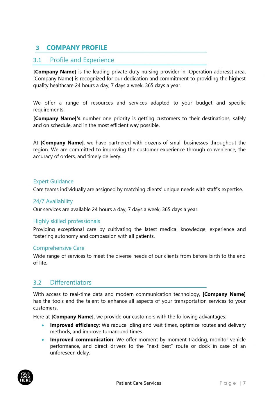 Business Proposal template for PATIENT CARE SERVICES 07 scaled