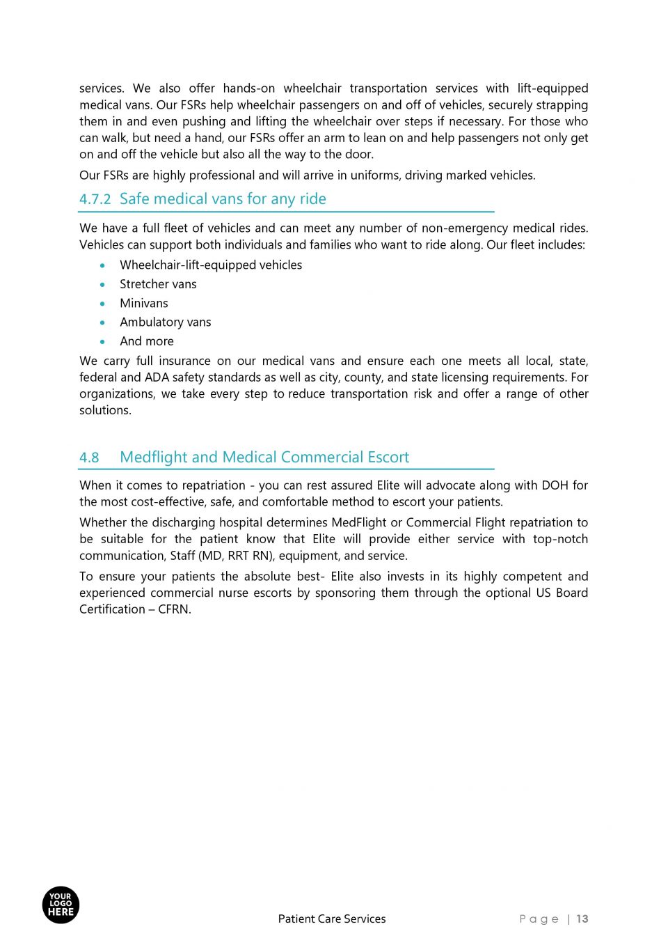 Business Proposal template for PATIENT CARE SERVICES 13 scaled