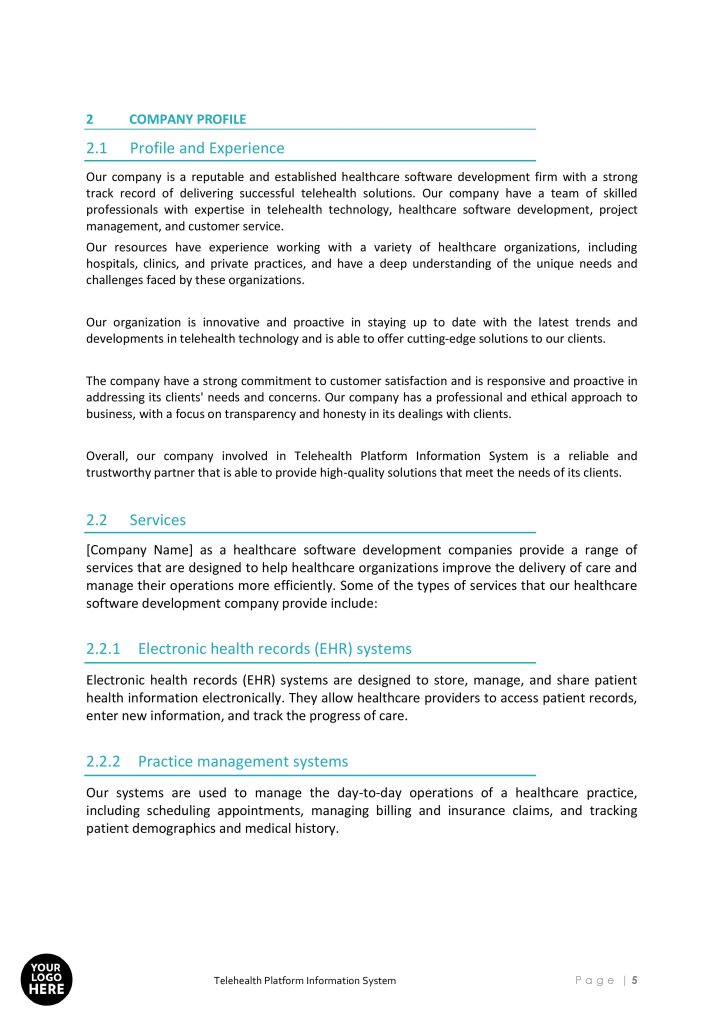 Telehealth Platform Information System Business Proposal Template ...