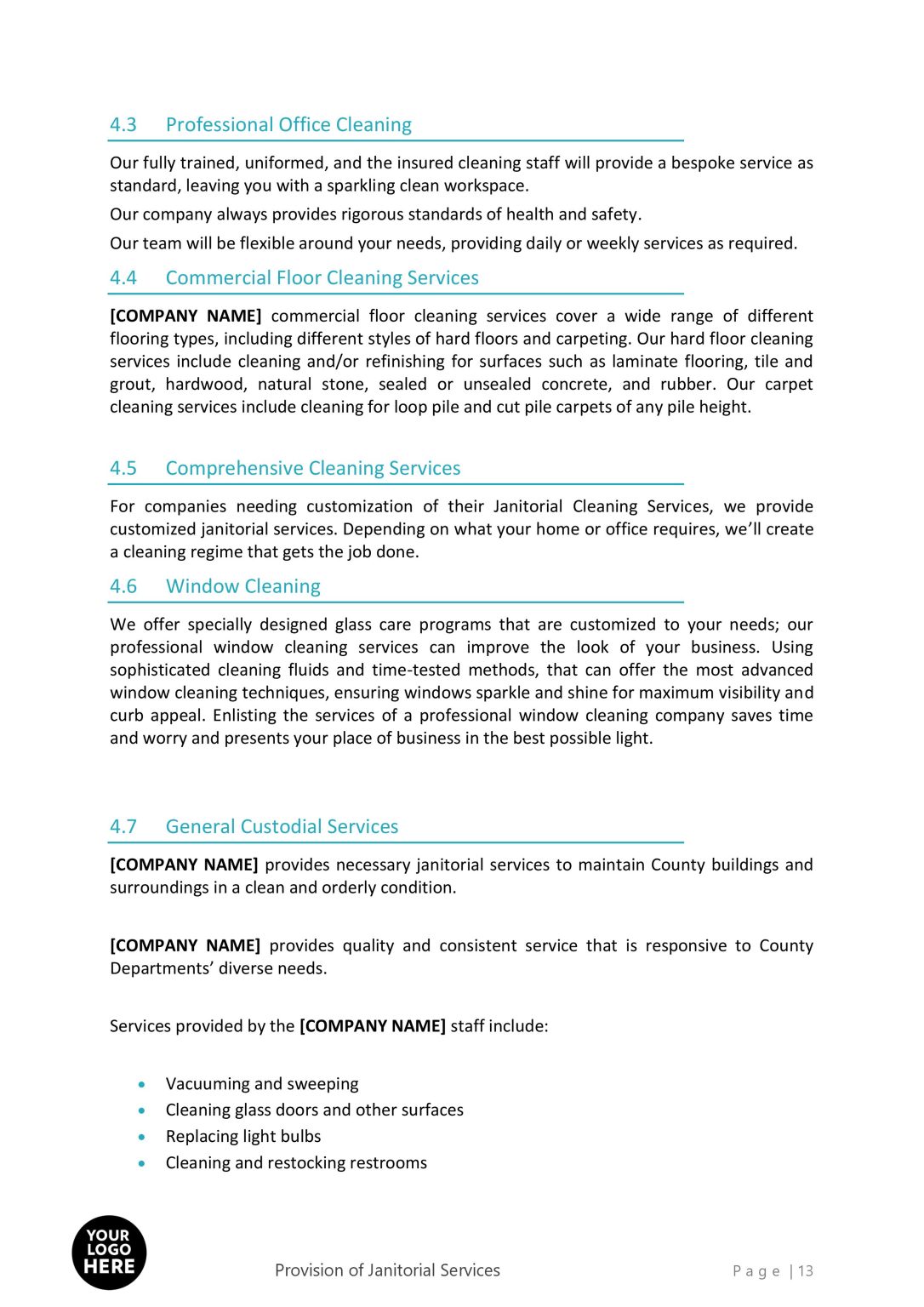 Janitorial Commercial Cleaning Business Proposal Template RFPLY