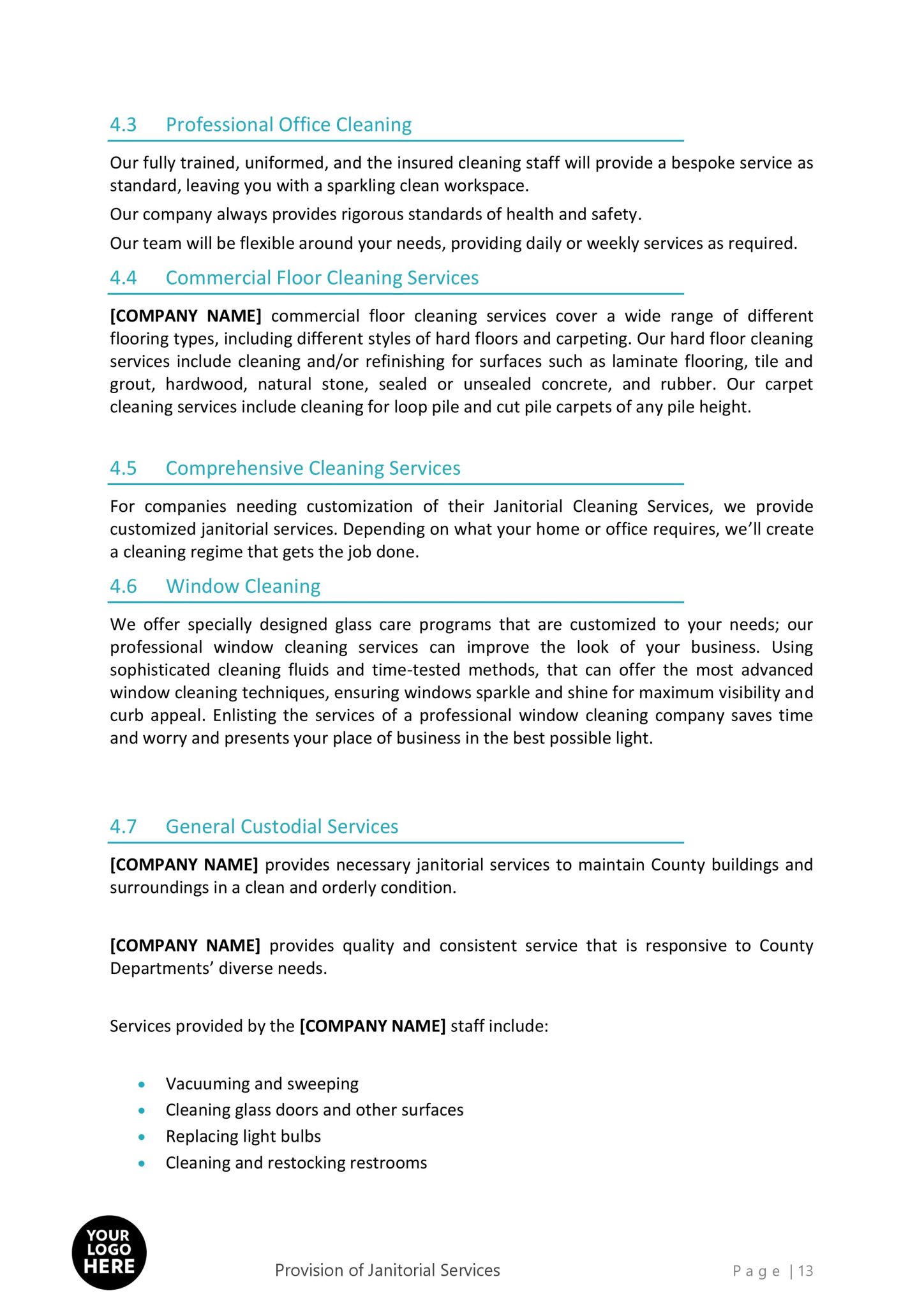 Janitorial Commercial Cleaning Business Proposal Template RFPLY