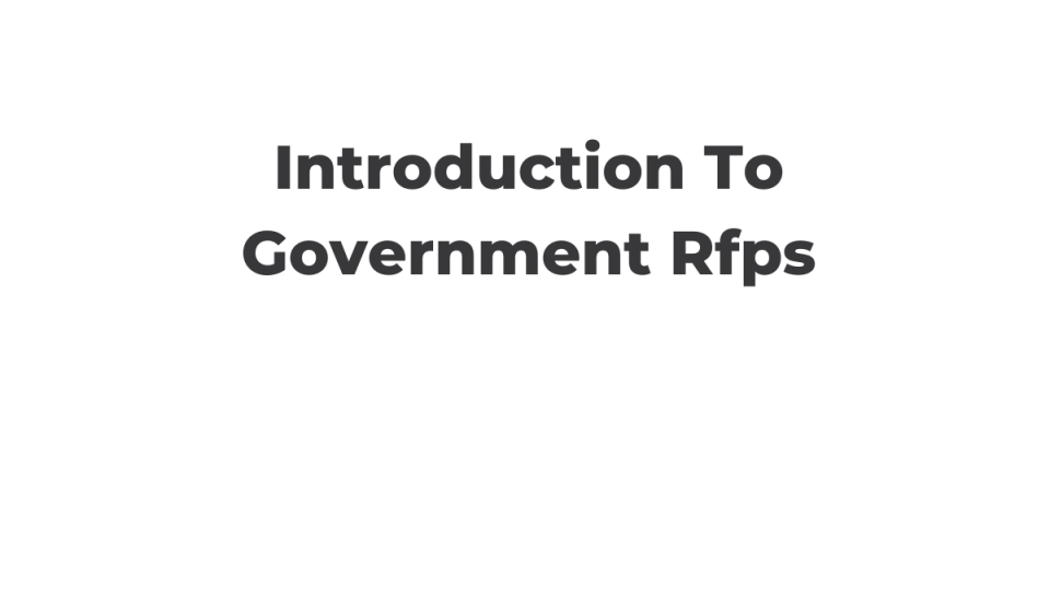 Introduction To Government RFPs