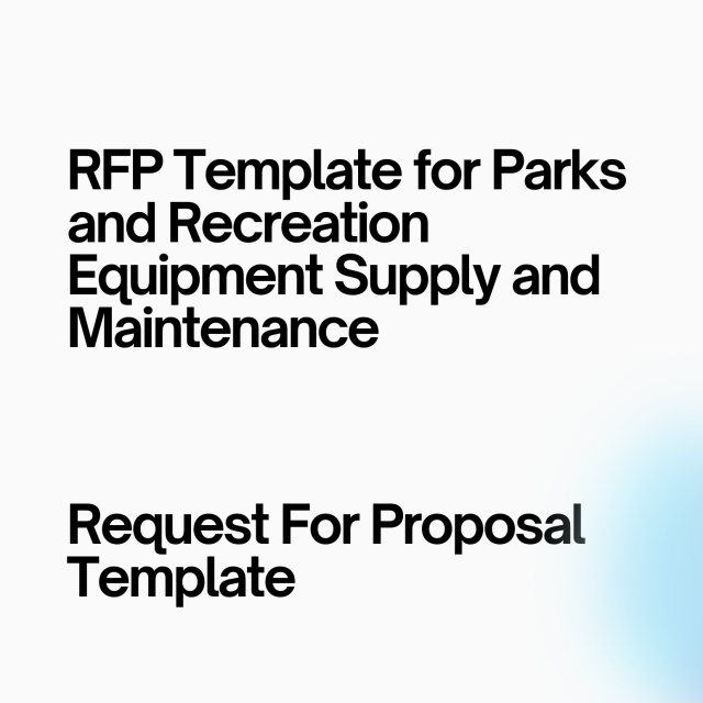 RFP Template for Parks and Recreation Equipment Supply and Maintenance