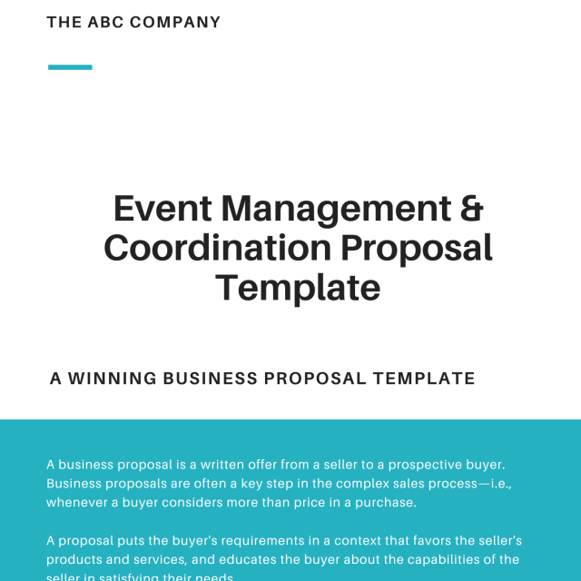 Event Management & Coordination Proposal Template