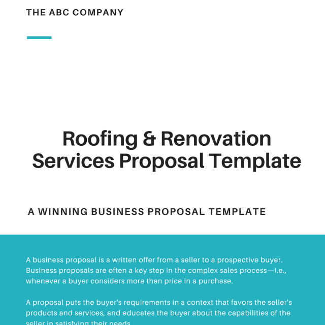 Roofing and Renovation Services Business Proposal Template