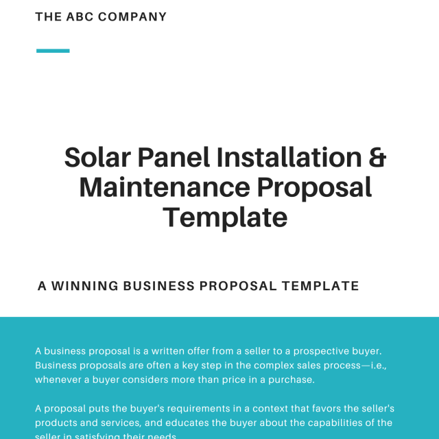 Solar Panel System Installation Business Proposal Template