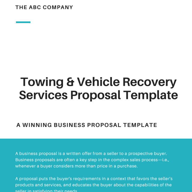 Towing and Vehicle Recovery Services Proposal Template