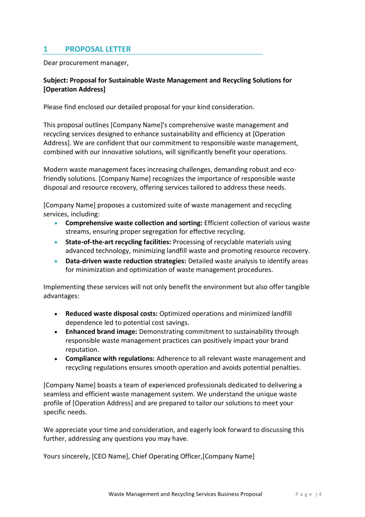 Waste Management and Recycling Services Proposal Template - RFPLY ...
