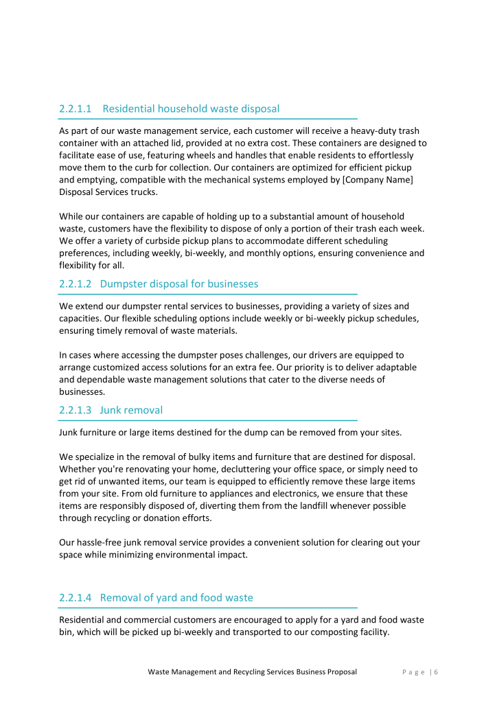 Waste Management and Recycling Services Proposal Template - RFPLY ...