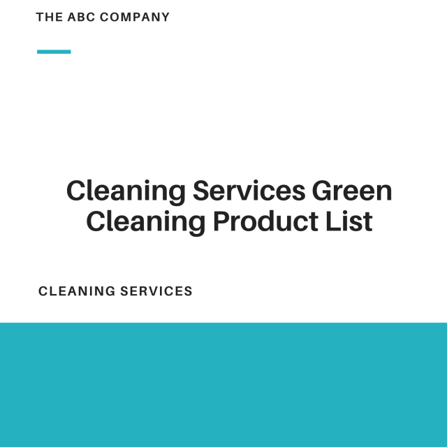 Cleaning Services Green Cleaning Product List Template