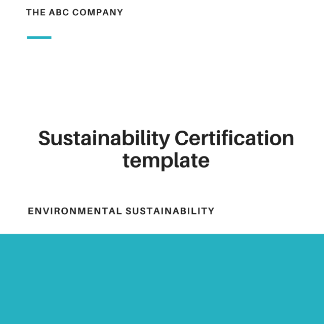Sustainability Certification Template for RFP Vendor responsibility