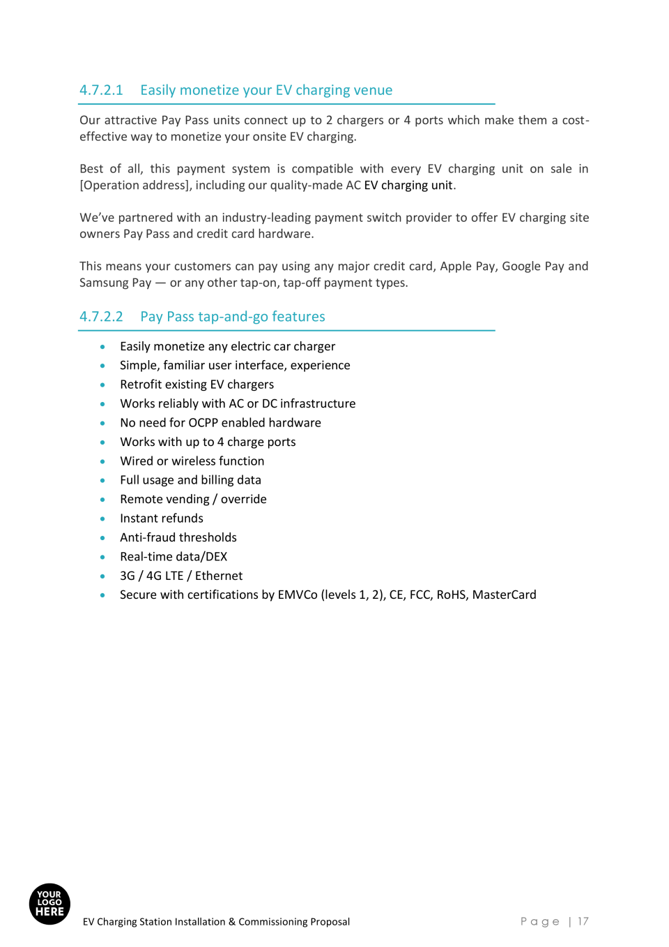 EV Charging Station Installation and Commissioning Proposal Template ...