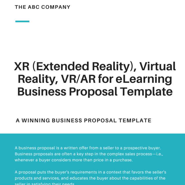 XR (Extended Reality), Virtual Reality, VR/AR for eLearning Business Proposal Template