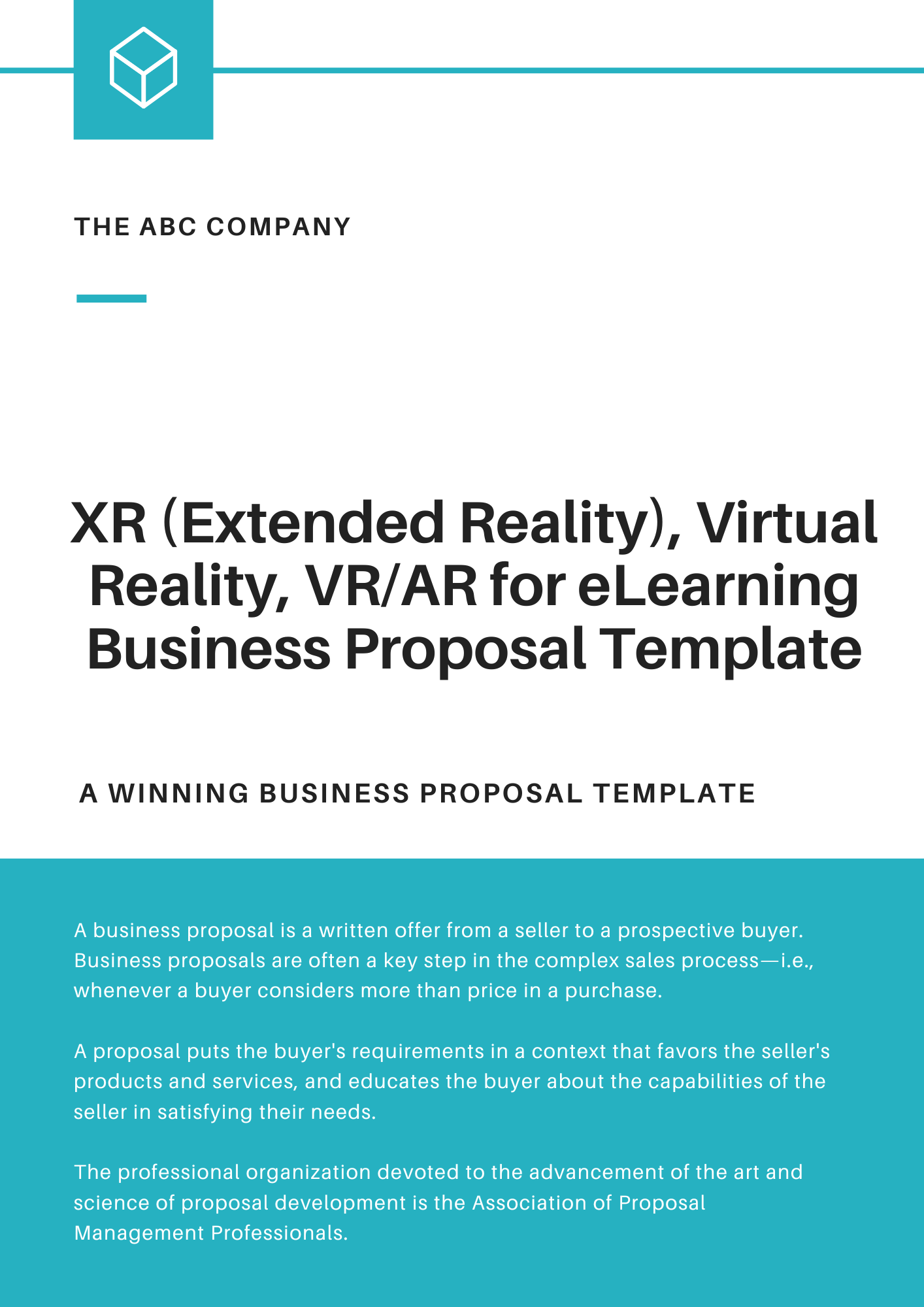 XR (Extended Reality), Virtual Reality, VR/AR for eLearning Business Proposal Template
